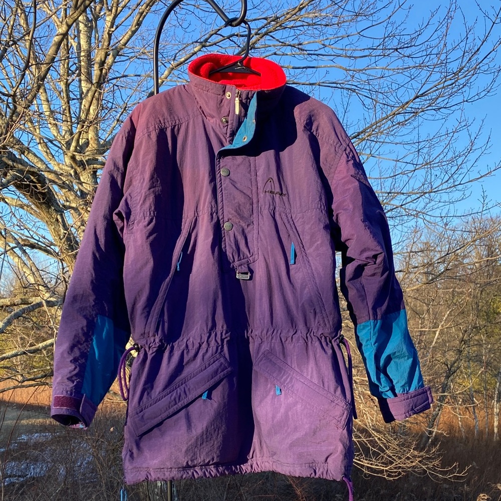 Purple, Teal, and Red Head Ski Jacket